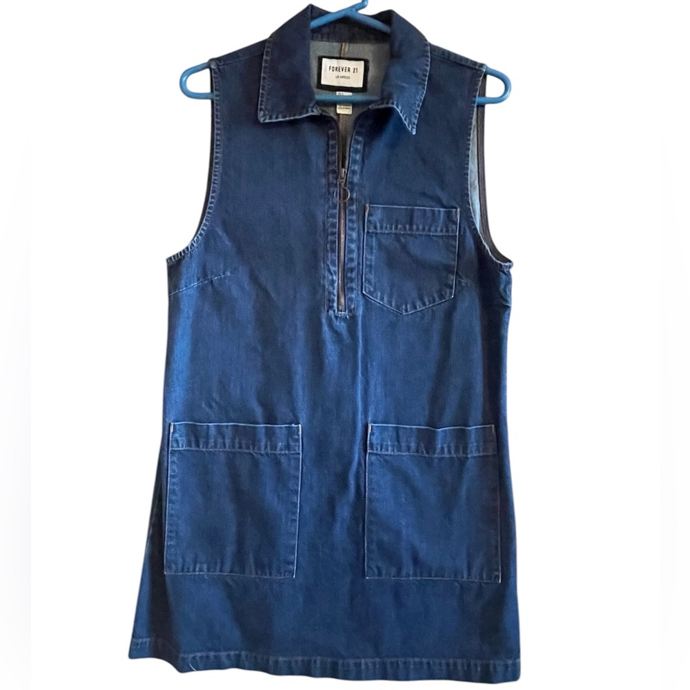 Forever 21 Blue Denim Sleeveless Shift Dress Size Large